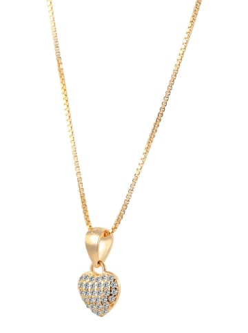 Adeliás Damen Halskette mit Anhänger – Herz aus 925 Silber in gold