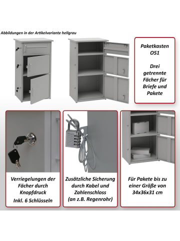 MCW Paketkasten O51 mit 3 Fächern, Dunkelgrau