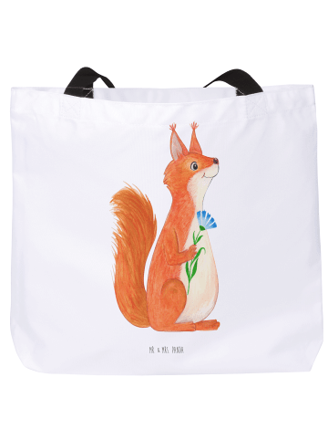Mr. & Mrs. Panda Strandtasche Eichhörnchen Blume ohne Spruch in Weiß