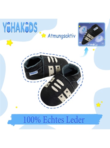 Yihakids Baby Krabbelschuhe aus Leder, weiche Lauflernschuhe mit rutschfester Sohle 