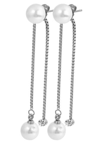 Adeliás Damen Ohrringe – Ohrstecker aus Edelstahl mit Perle in silber