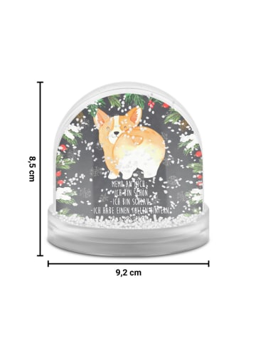 Mr. & Mrs. Panda Weihnachts Schneekugel Corgi Po mit Spruch in Kreidetafel