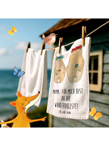 Mr. & Mrs. Panda Handtuch Bären mit Blumenkranz mit Spruch in Weiß