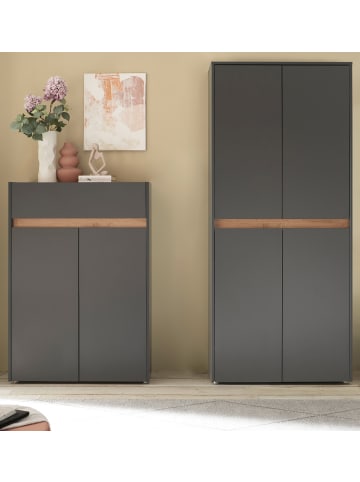 Furn.Design Garderoben-Set grau matt, Eiche 2-teilig 180 cm, Kombination mit viel Stauraum