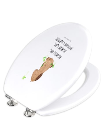 Mr. & Mrs. Panda WC Brille Hund Kleeblatt mit Spruch in Weiß