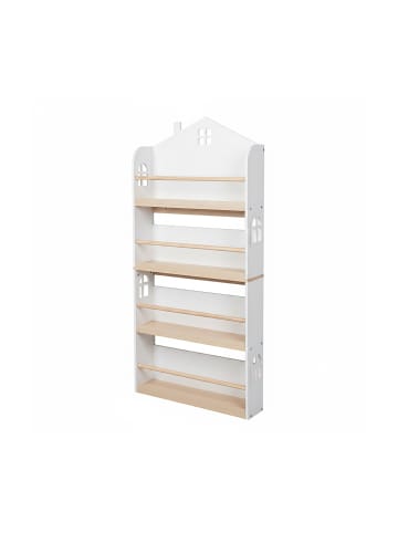 relaxdays Kinderbücherregal "Haus" in Weiß/ Natur - (B)60 x (H)130 x (T)15 cm