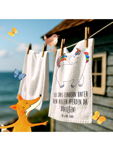 Mr. & Mrs. Panda handtuch gäste wc Einhorn Stolzieren mit Spruch in Weiß