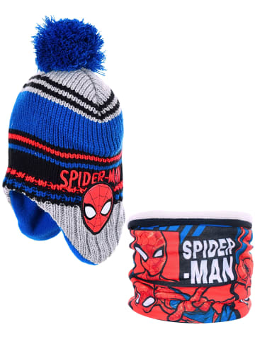 Spiderman 2-tlg. Winter Set: Spider-Man Bommelmütze & Schal in Grau