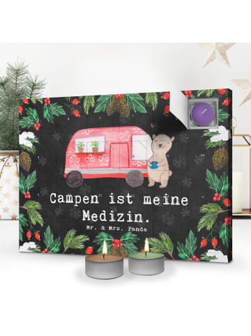 Mr. & Mrs. Panda adventskalender duftkerzen Bär Camper mit Spruch in Kreidetafel