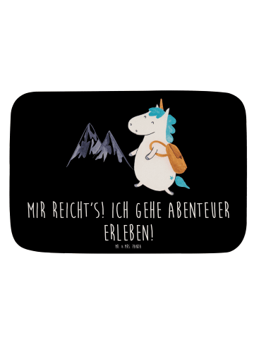 Mr. & Mrs. Panda Duschvorleger Einhorn Bergsteiger mit Spruch in Schwarz
