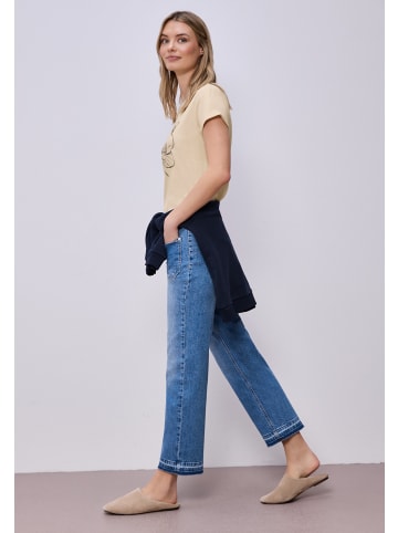 Street One 'Kurzarm Shirt mit floralem Artwork' Beige