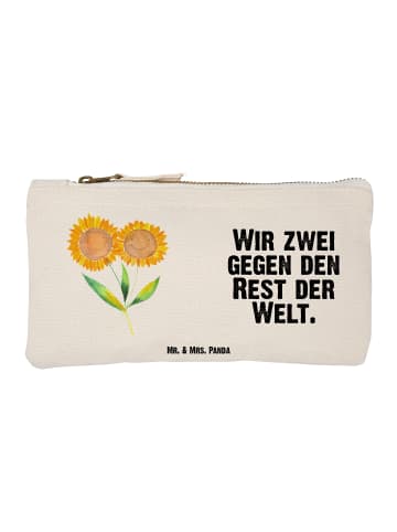 Mr. & Mrs. Panda Federtasche Blume Sonnenblume mit Spruch in Weiß