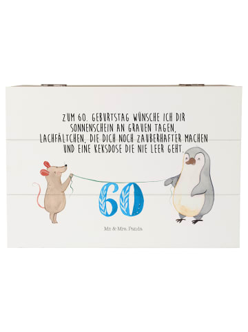 Mr. & Mrs. Panda Truhe 60. Geburtstag Maus Pinguin mit Spruch in Weiß