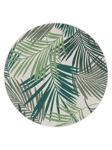 KADIMA DESIGN Outdoor Teppich Palmblättermuster Balkon, Terrasse schmutzabweisend in Grün