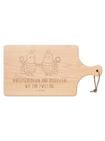 Mr. & Mrs. Panda Frühstücksbrett Sternzeichen Zwilling mit Spruch in Transparent