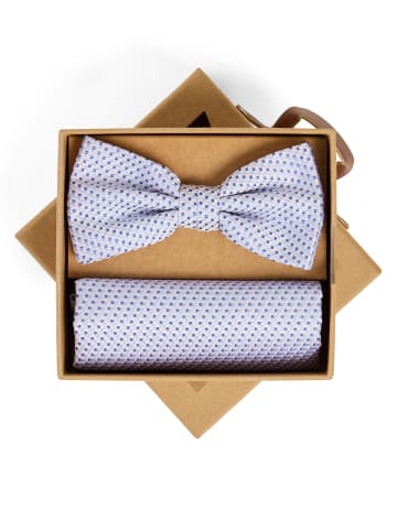 Finshley & Harding London Fliege und Einstecktuch in rosa marine - 0002