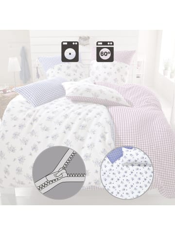 Dyckhoff Weichfrottier Wendebettwäsche in kobalt-weiß