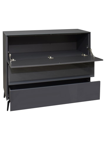 58 aufm Kessel KOMMODE Elfi 121x42x104 Hochglanz Anthrazit/Glas Anthrazit