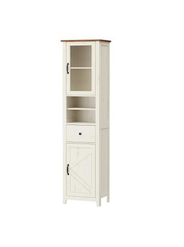 VASAGLE Badkommode Liry in Weiß-Braun - (B)40 x (H)171 x (T)31.5 cm