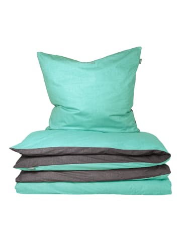 Schiesser Feinbiber-Bettwäscheset Doubleface in Mint-Anthrazit