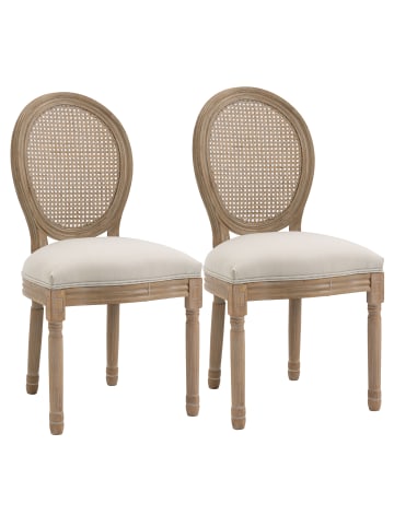 HOMCOM Esszimmerstuhl-49L x 56B x 96H cm-Cremeweiß+Natur