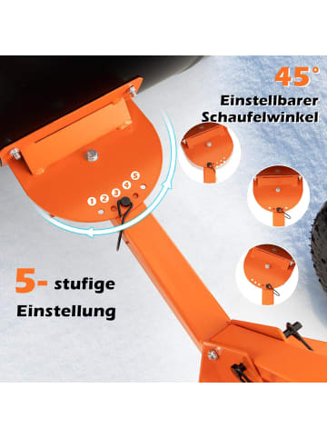 COSTWAY Schneeschaufel auf Rädern Schneeschild 74 cm in Schwarz