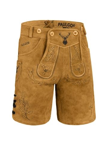PAULGOS Lederhose Kurz Echtleder HK5 in Hellbraun