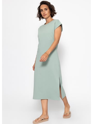 SASSYCLASSY Langes Sweatkleid mit Schlitz in Hellgrün