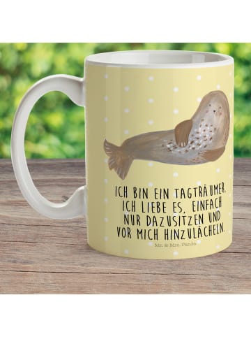 Mr. & Mrs. Panda Plastikbecher Robbe Lachen mit Spruch in Gelb Pastell