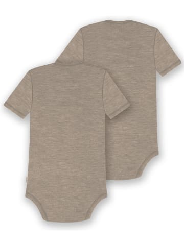 Normani Outdoor Sports 2er Set Baby Merino Body Kurzarm Tauranga in Beige
