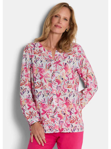 GOLDNER Kurzgröße:  Druckbluse mit floralem Design in bunt / gemustert