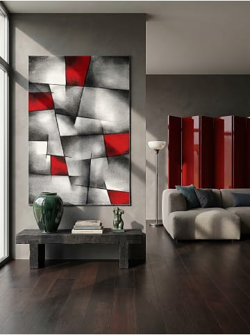 KADIMA DESIGN Kurzflorteppich Patchwork pflegeleicht Wohnzimmer Schlafzimmer Flur in Rot