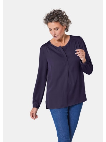 GOLDNER Bluse Figurschmeichelnde Schlupfbluse mit modischer Kragenverarbeitung in marine