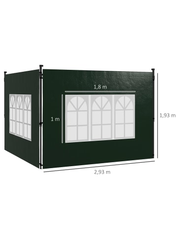 Outsunny Pavillon Seitenteile in Dunkelgrün 293L x 1B x 193H cm