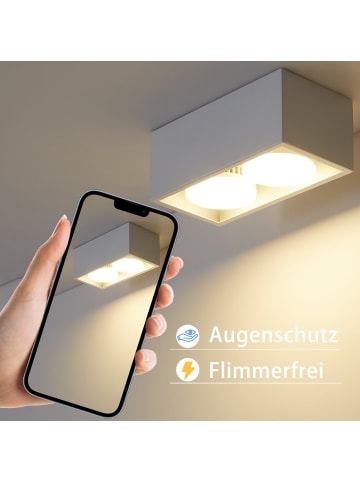 ZMH Deckenleuchte in Weiß 2-flammige GX53 5W Eckig Aufbauspot Warmweiß Schwenkbar