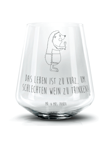 Mr. & Mrs. Panda Glasbecher Igel Wein mit Spruch in Transparent