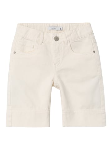 name it Twill Jeans Shorts mit Verstellbarem Bund in Weiß-3