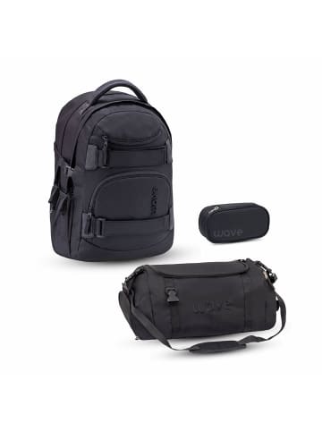 Wave Rucksack Infinity Schulrucksack Set 3 tlg. "Posh Black" Kinder Ranzen 10 Jahre