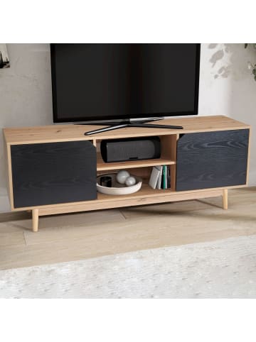 KADIMA DESIGN Lowboard Eiche-Dekor Schwarz 150x55x40 TV-Kommode Modern Design in Braun-Schwarz