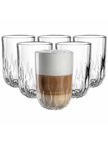 LEONARDO 6er Set Latte Macchiato Gläser (3) Gocce 390 ml transparent in transparent