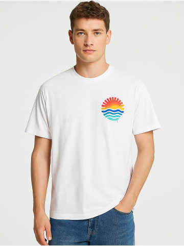 Mavi Jeans Loose Fit T-Shirt mit Sonnen-Grafik und Rundhals in Weiß-3