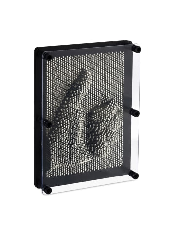 relaxdays Nagelbrett in Silber/ Schwarz - (B)13 x (H)18 cm