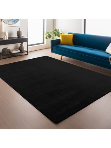 KADIMA DESIGN Teppich Kurzflor Unifarben Polyester Antirutsch Wohnzimmer in Schwarz