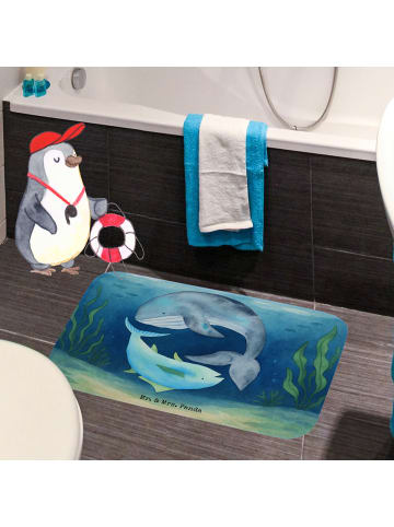 Mr. & Mrs. Panda Badteppich Walfisch Thunfisch Design ohne Spruch in Weiß