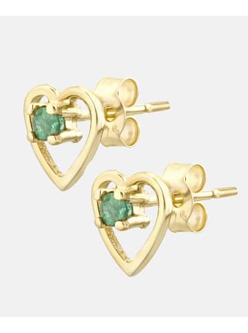 Vanlere Ohrstecker aus 375 Gelbgold mit Smaragd Herz-Design