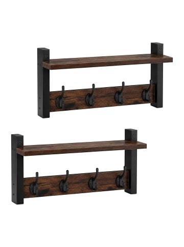 relaxdays 2 x Wandgarderobe in Braun - (B)40 x (H)19,5 x (T)11 cm