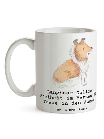 Mr. & Mrs. Panda Kaffeetasse Langhaar Collie Treue mit Spruch in Weiß