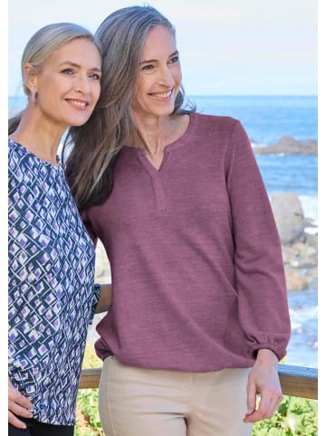 GOLDNER Kurzgröße:  Jerseybluse Elegante Rundhals-Bluse mit Zierblende in beere
