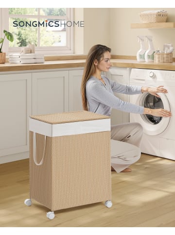SONGMICS HOME Wäschesortierer Pezzo in Naturbeige-Mattweiß - (B)37.5 x (H)65 x (T)46.5 cm
