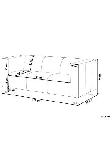 Beliani 3-Sitzer Sofa FLORO in Weiß/Silber - (W) 179 x (H) 74 x (L) 83 cm